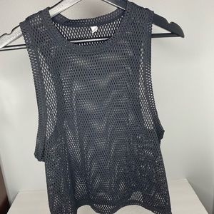 SOUL BY SOULCYCLE Tina Mesh Tank Top in Black XS